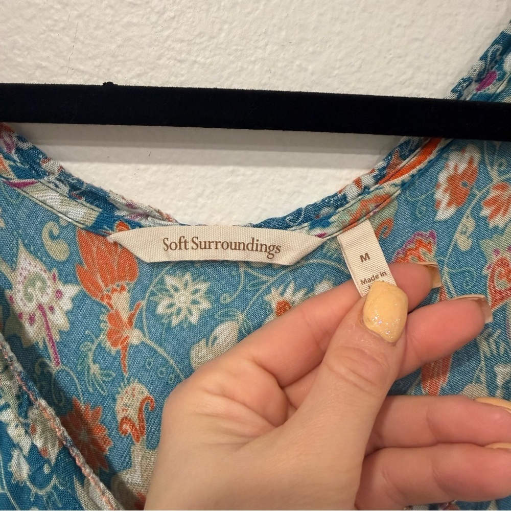 Soft Surroundings Kara Tiered Maxi Dress in Fiery Teal Floral M - Picture 3 of 5